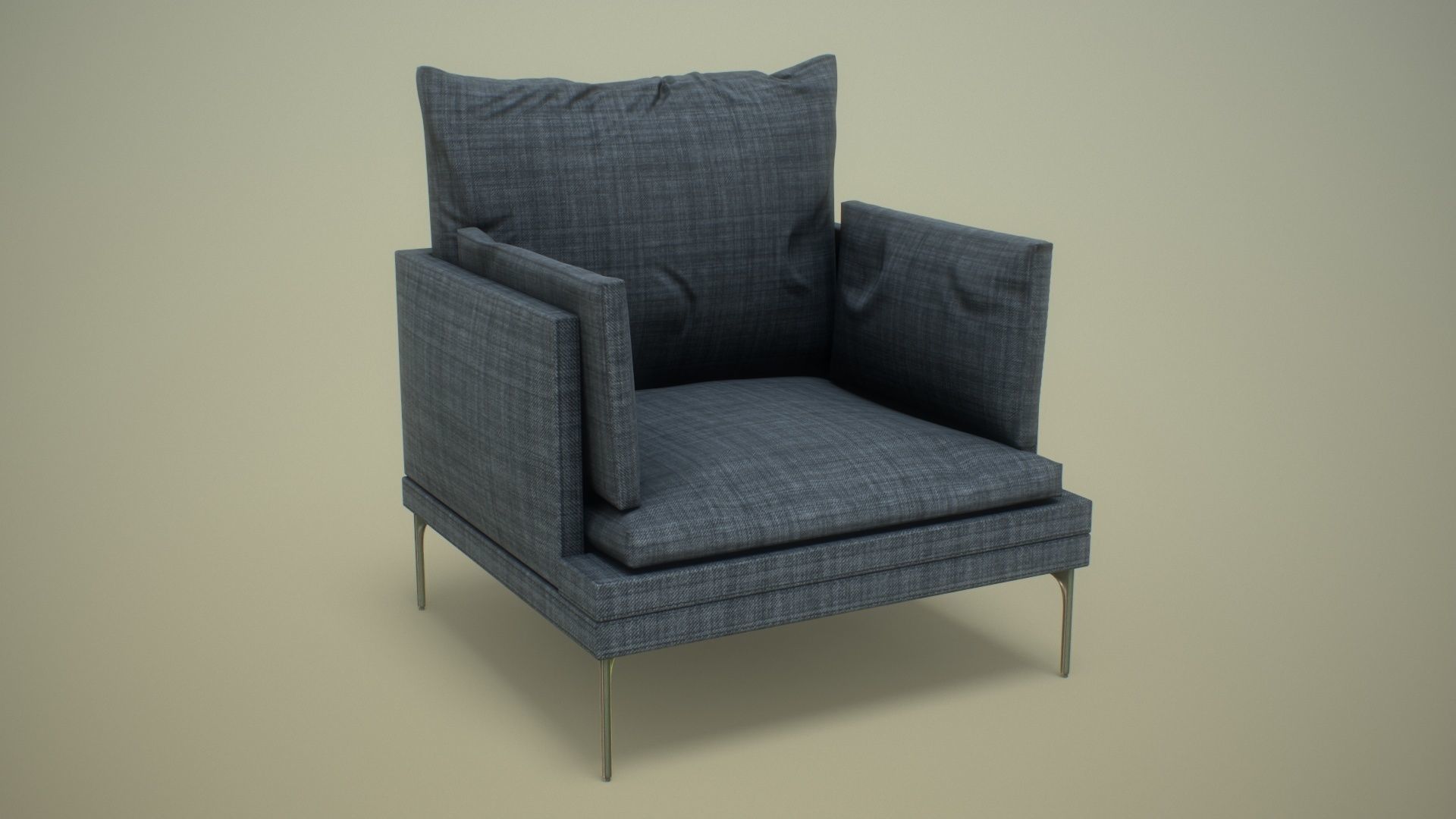 Single Sofa Chair Low-poly 3D model_2