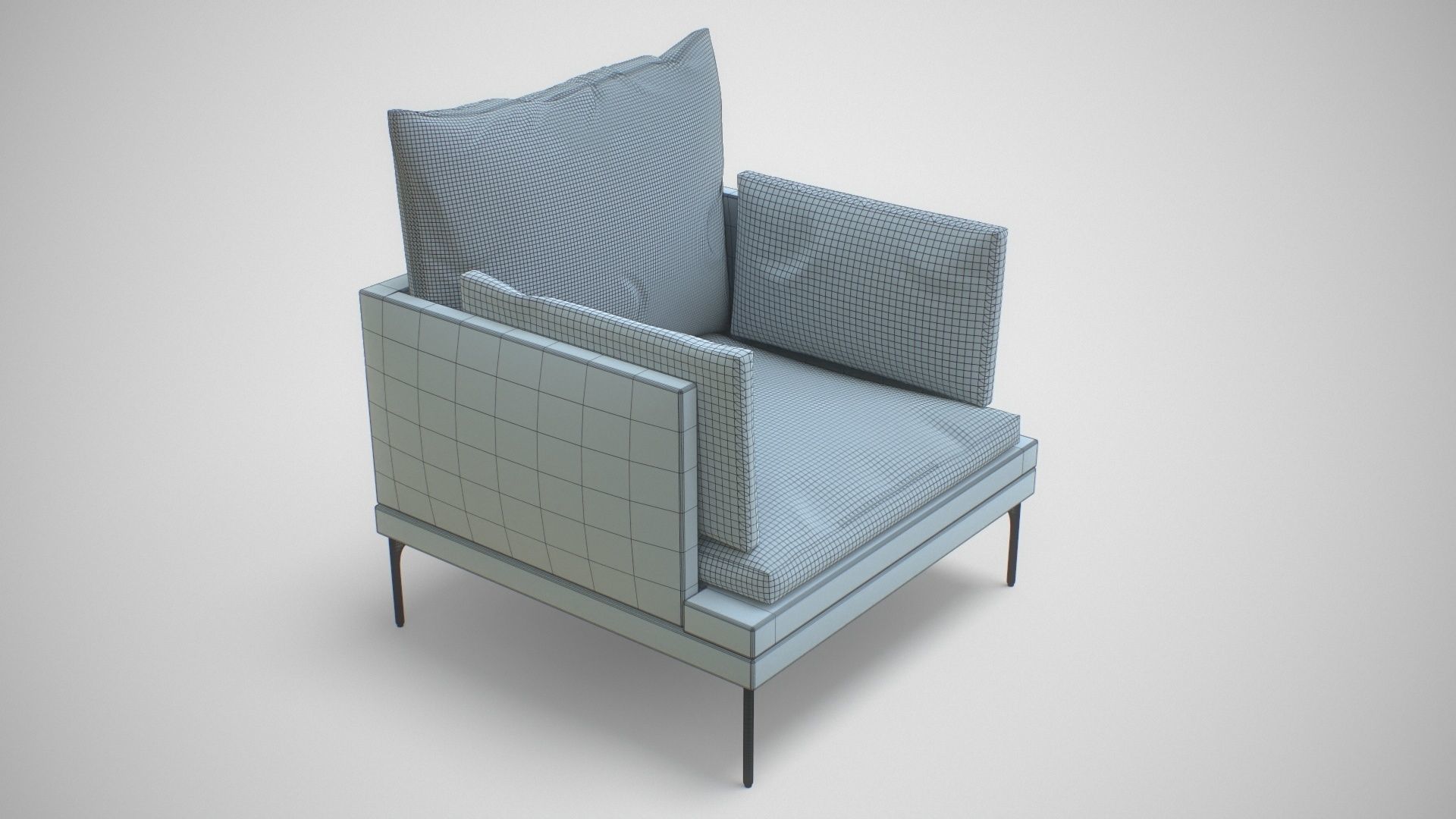 Single Sofa Chair Low-poly 3D model_20