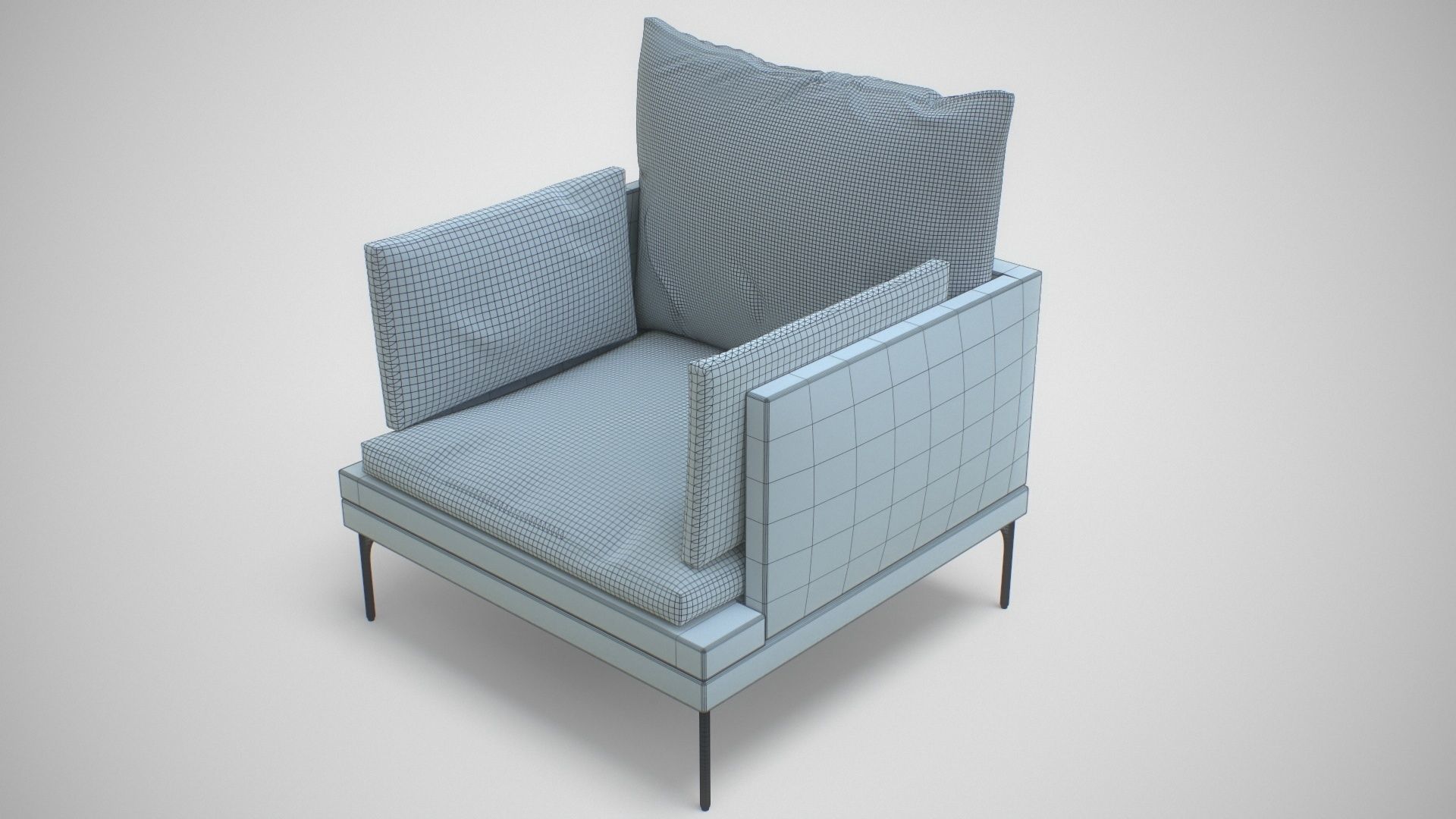 Single Sofa Chair Low-poly 3D model_19