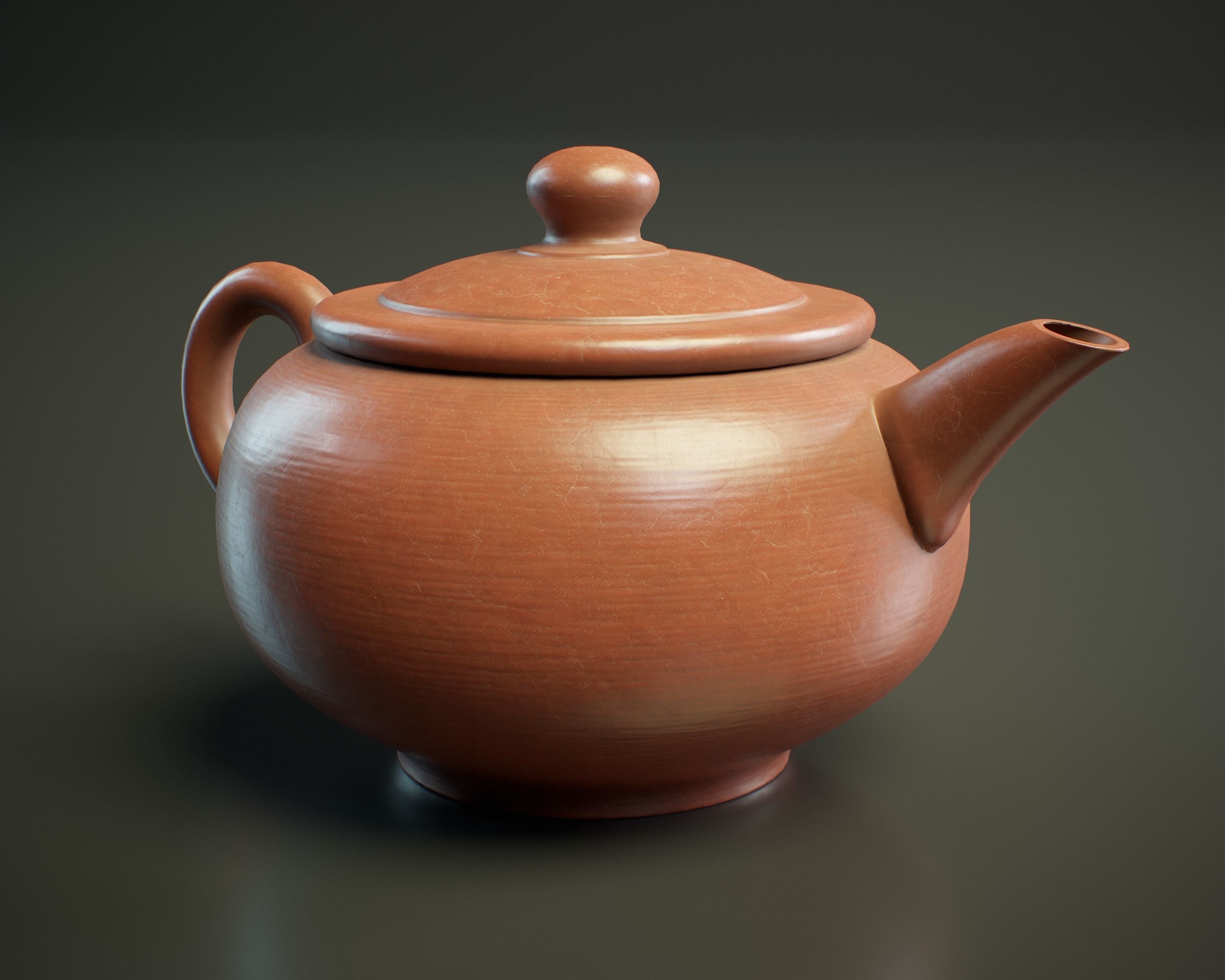 Chinese clay teapot PBR Low-poly 3D model_2