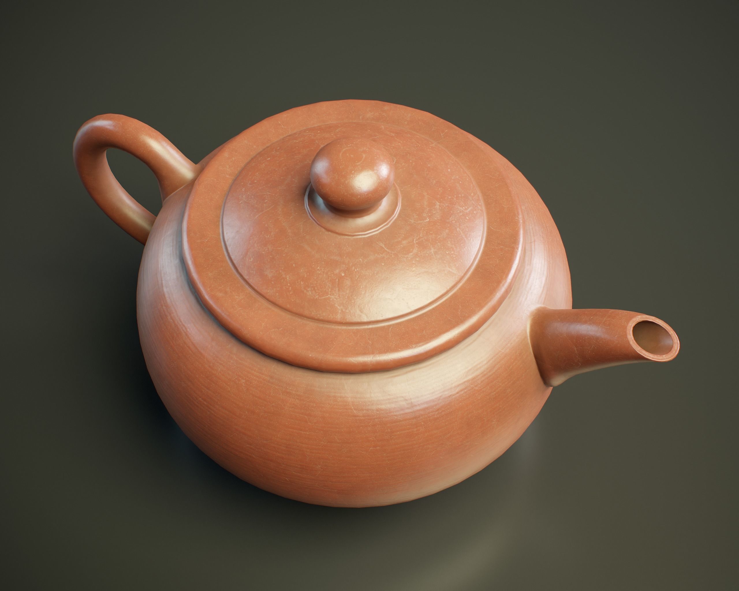 Chinese clay teapot PBR Low-poly 3D model_3