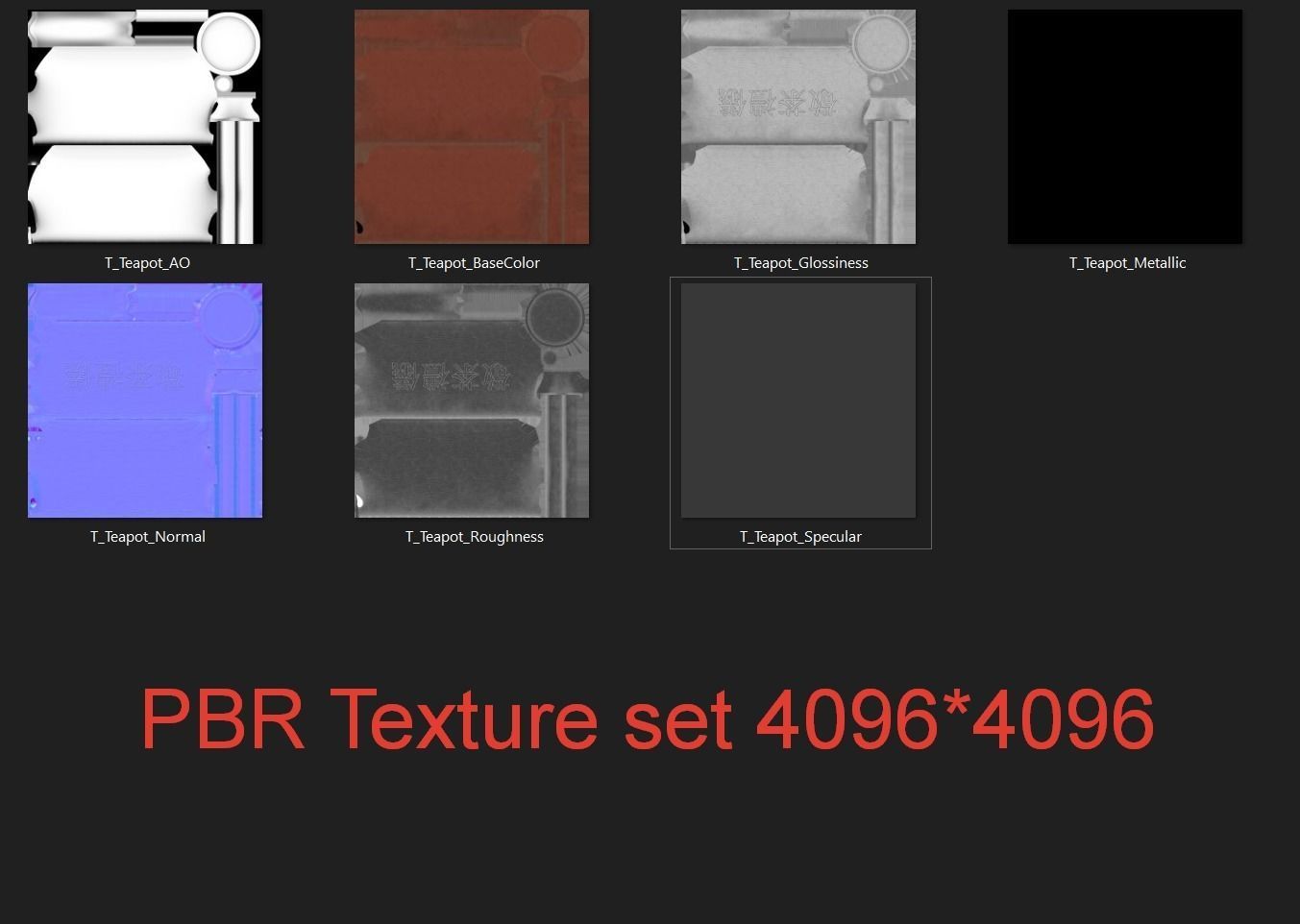 Chinese clay teapot PBR Low-poly 3D model_7