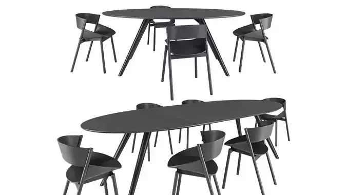 Eclipse dining table and Port dining chair 3D model