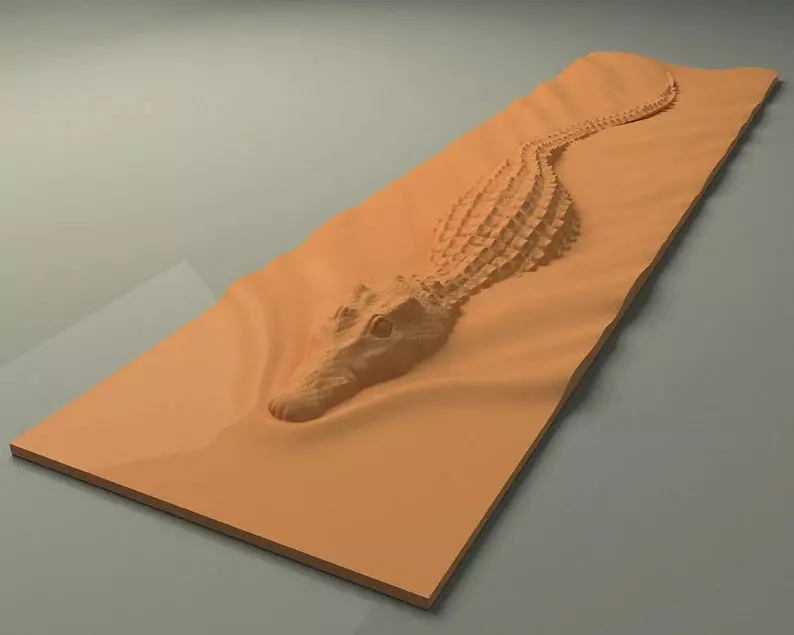 Swimming Crocodile 3D Model for CNC Router Engraver  Wall Decor 3D print model_0