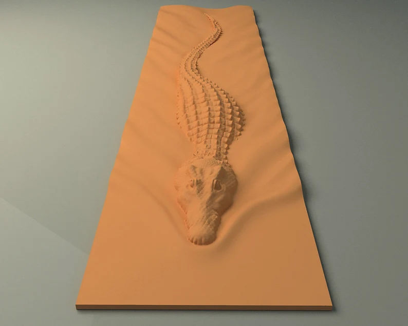 Swimming Crocodile 3D Model for CNC Router Engraver  Wall Decor 3D print model_3
