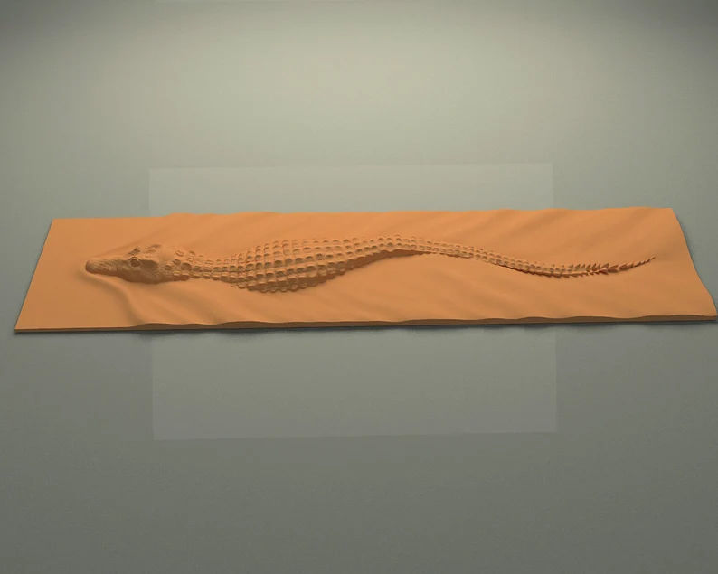 Swimming Crocodile 3D Model for CNC Router Engraver  Wall Decor 3D print model_2