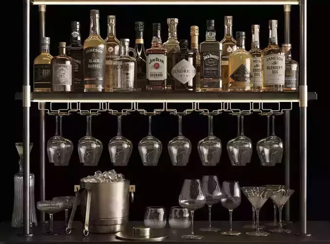 Bar Set 2 Liquor Bottles 3D model Bar Set 2 Liquor Bottles 3D model