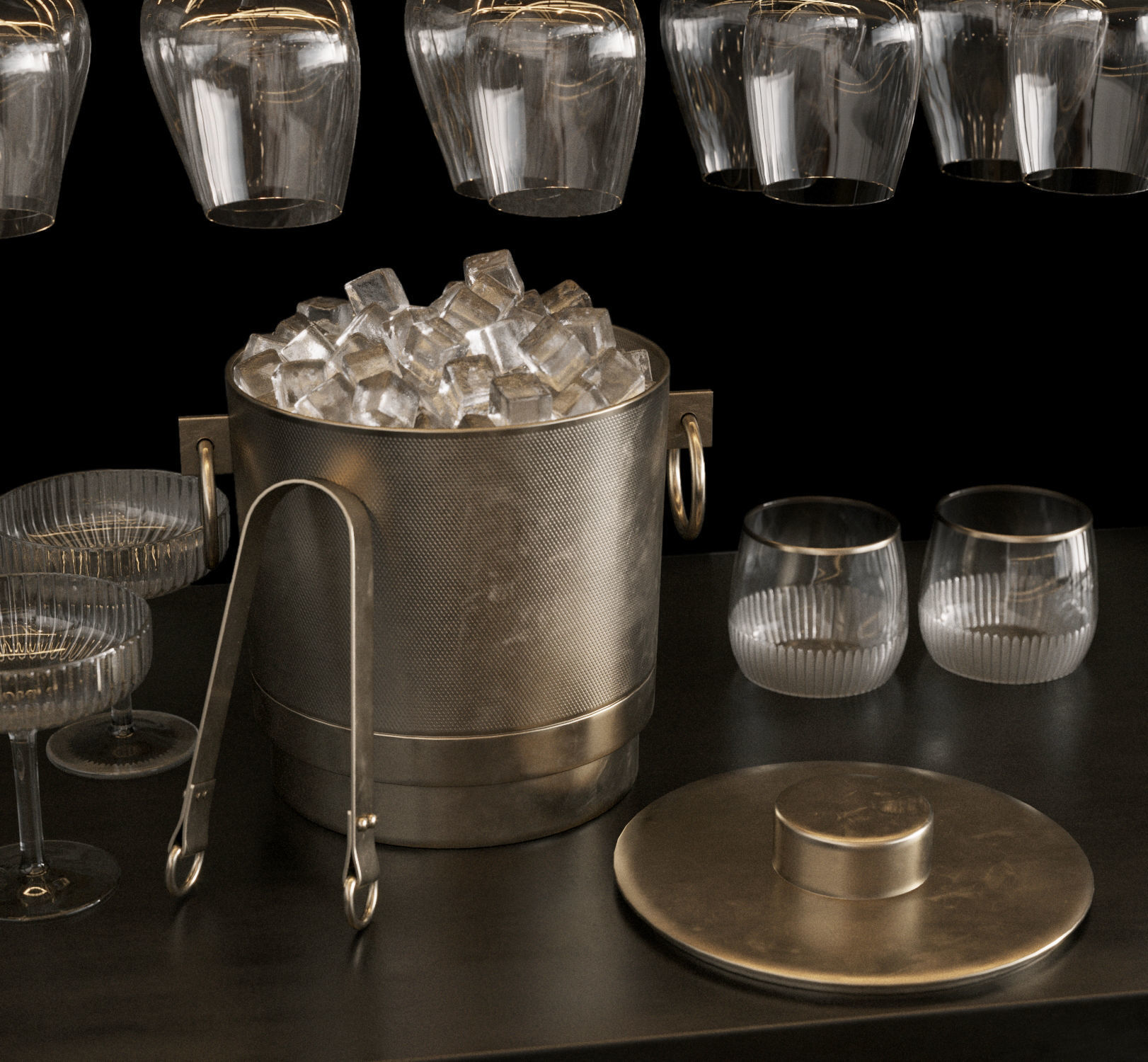 Bar Set 2 Liquor Bottles 3D model_2