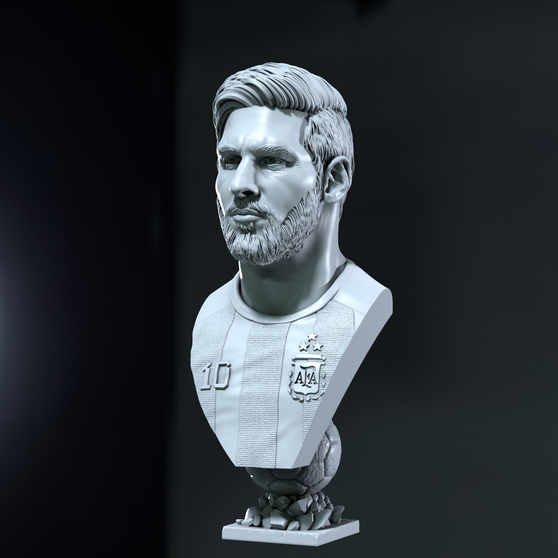 Lionel Messi 3D bust for printing 3D print model_3