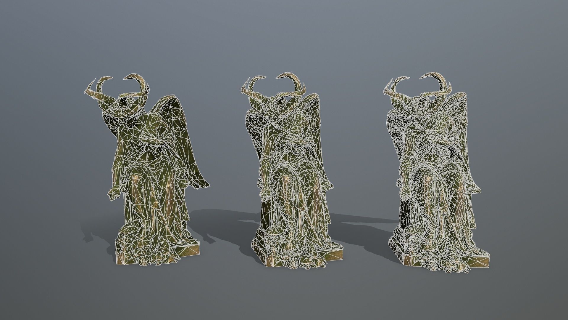 woman Statue Low-poly 3D model_14