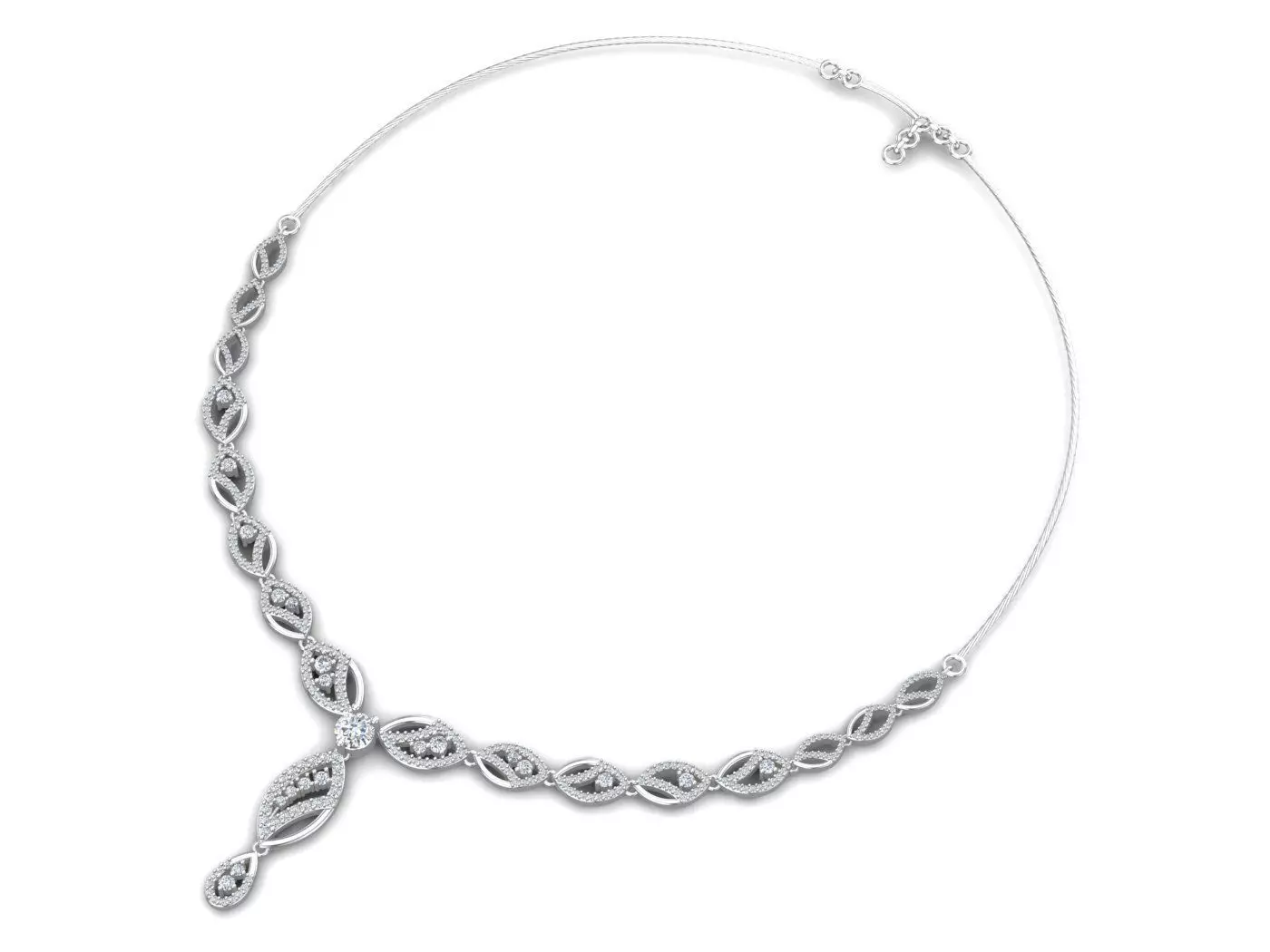 Gold Diamond Necklace 3D print model_0