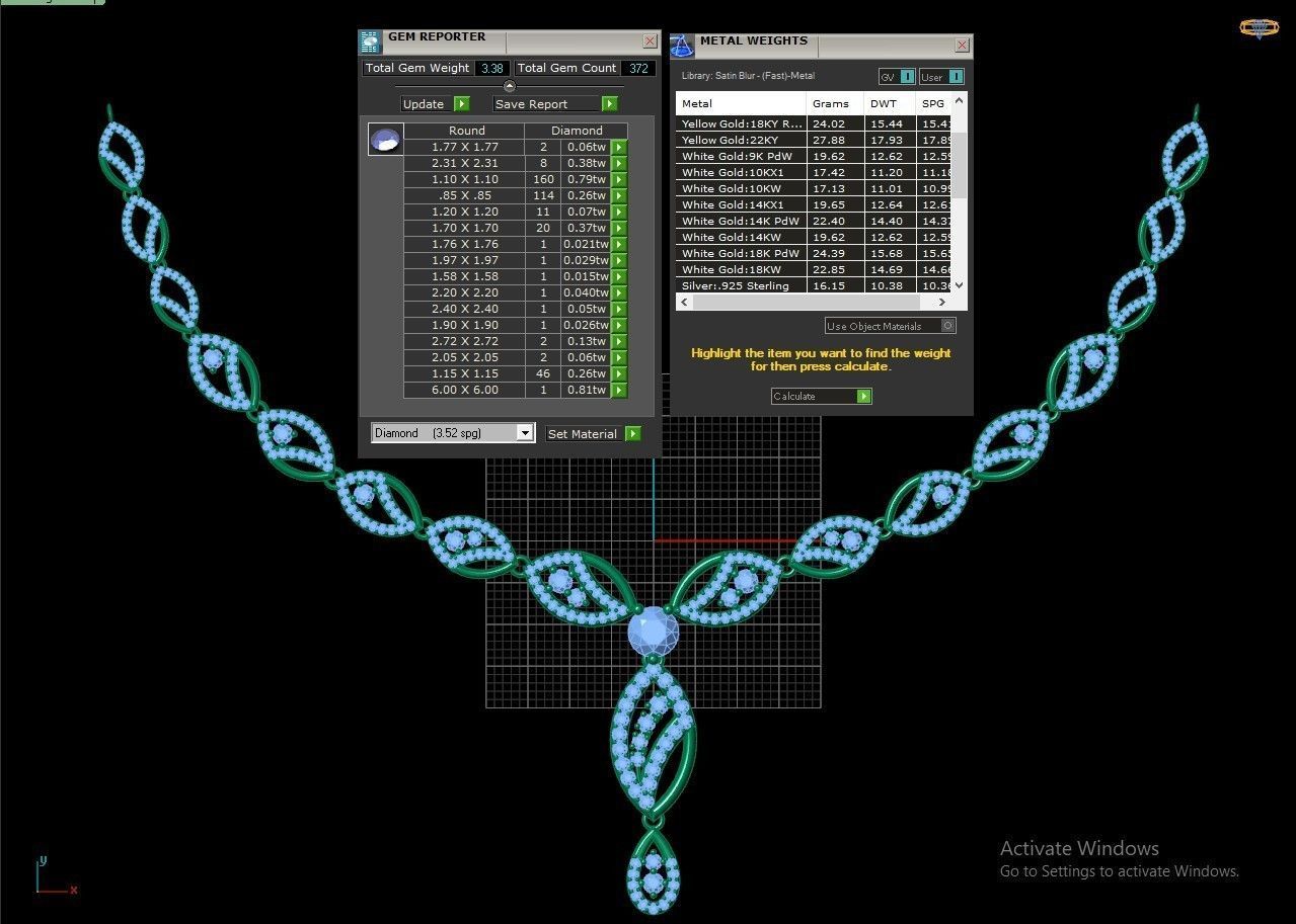 Gold Diamond Necklace 3D print model_2