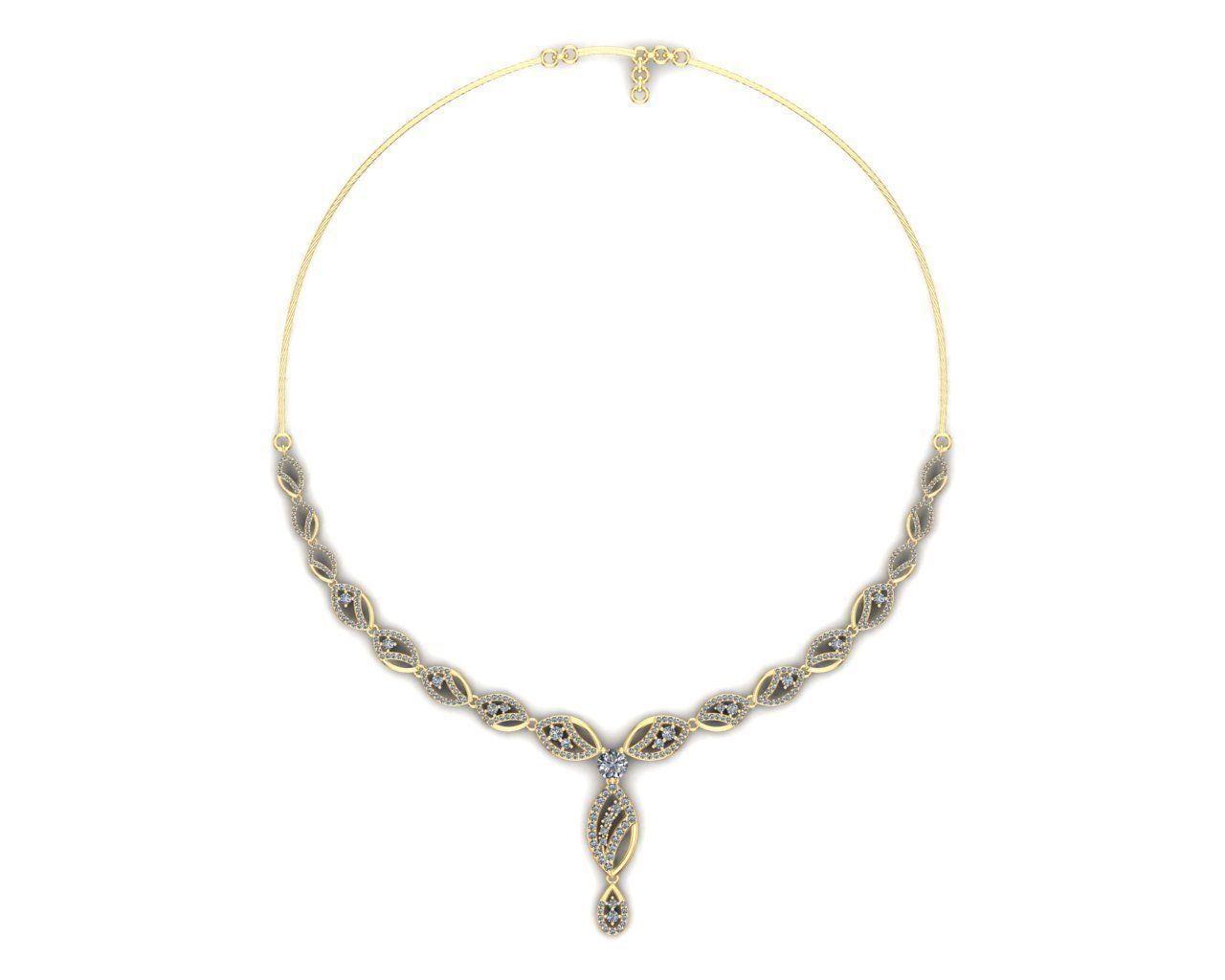 Gold Diamond Necklace 3D print model_9