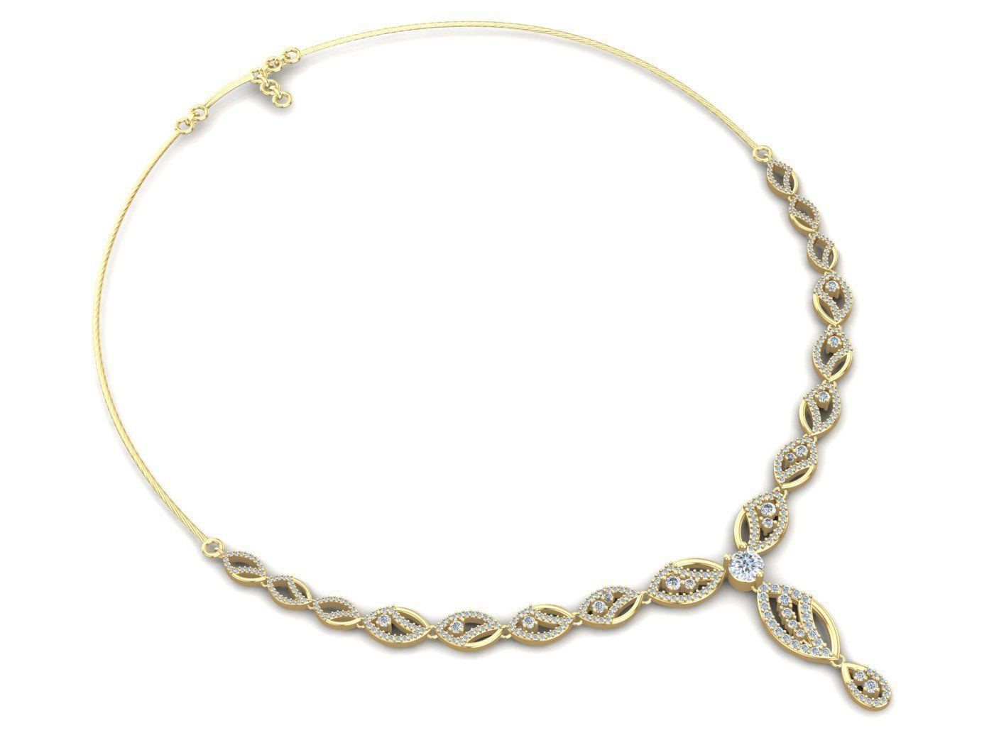 Gold Diamond Necklace 3D print model_15
