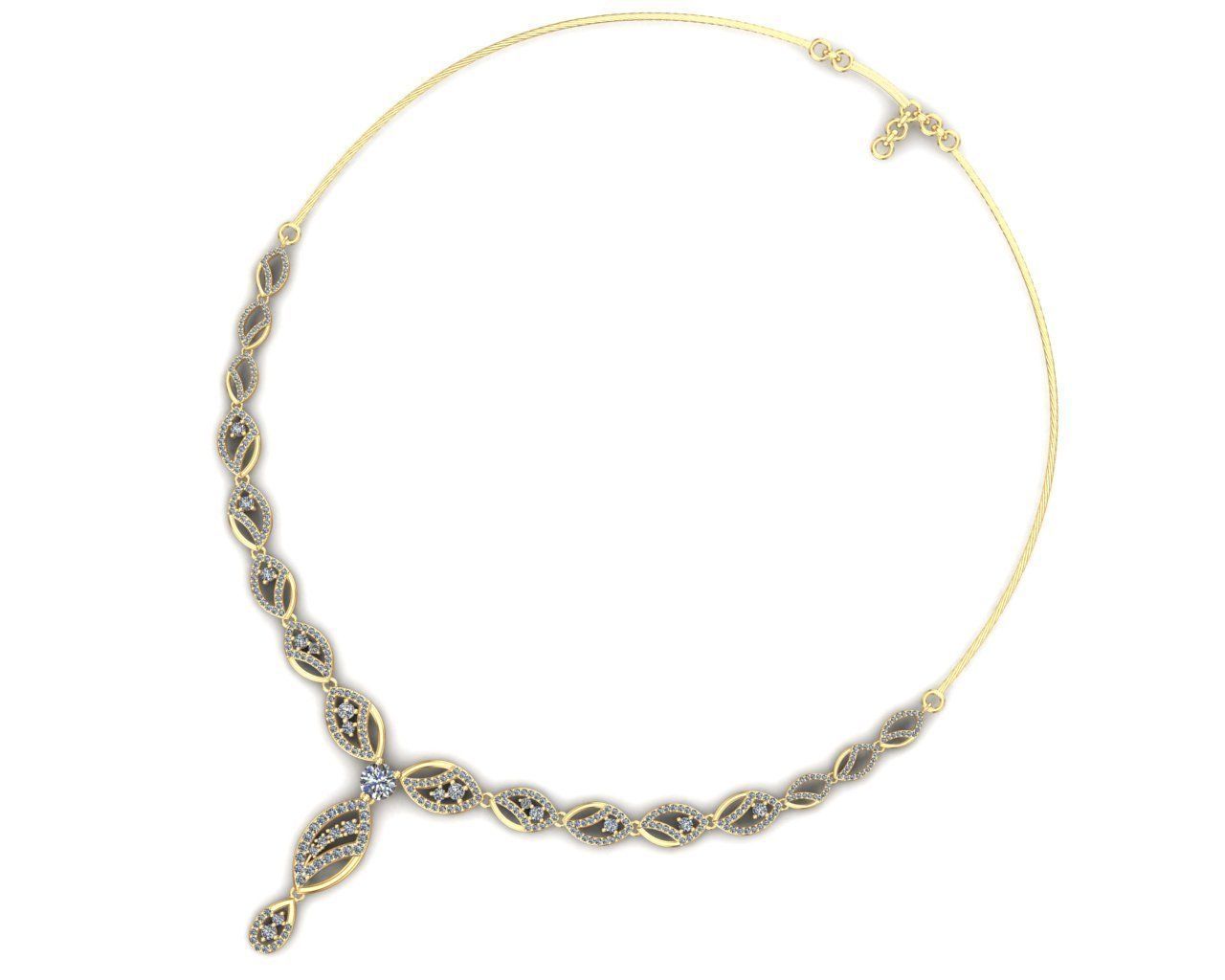 Gold Diamond Necklace 3D print model_13