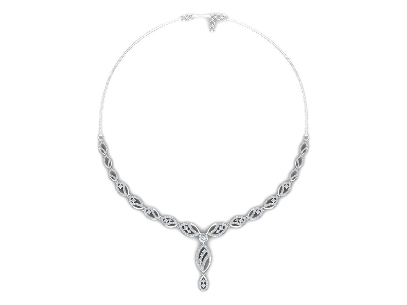 Gold Diamond Necklace 3D print model_12