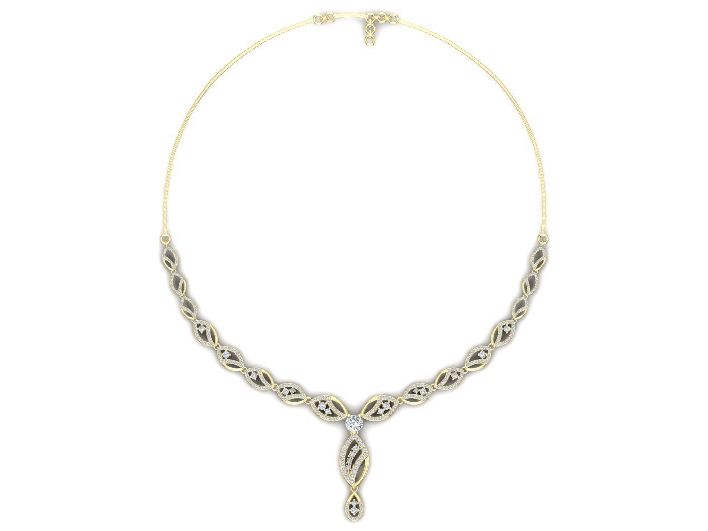 Gold Diamond Necklace 3D print model_7