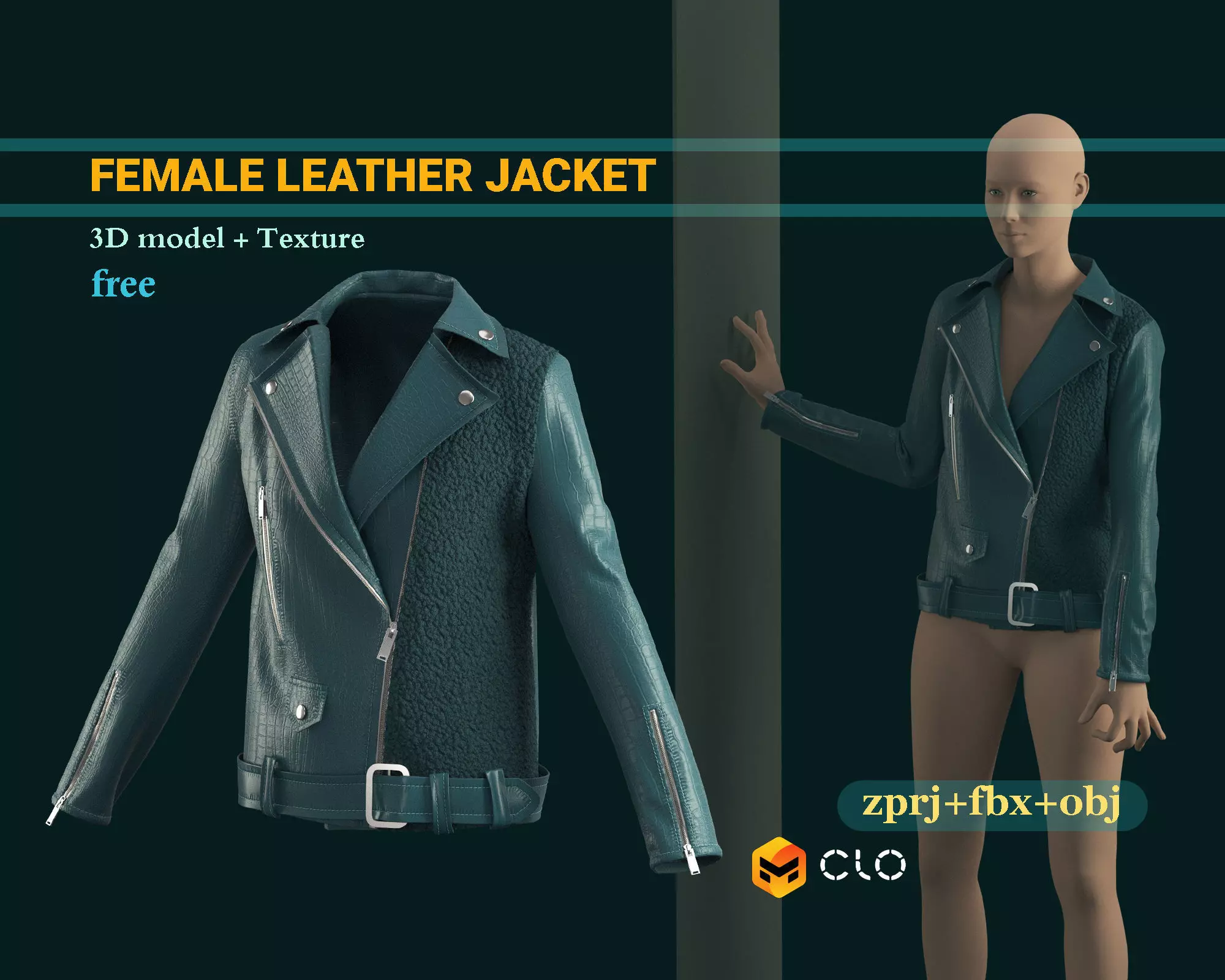 female leather jacket Free 3D model