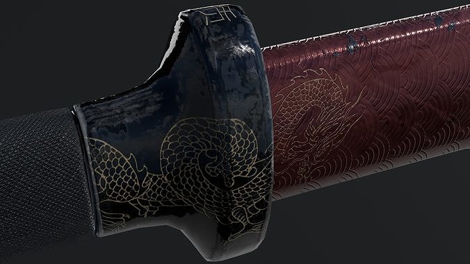 Low poly katana Free low-poly 3D model