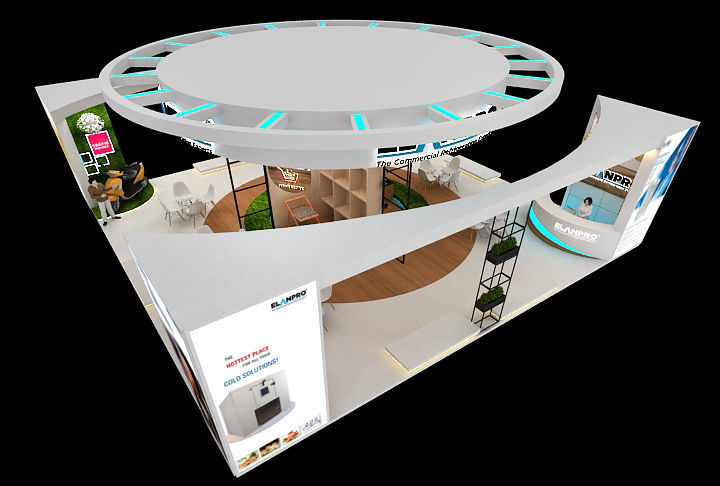 12 mtr x 12mtr Exhibition stand 4side open 3D print model_15