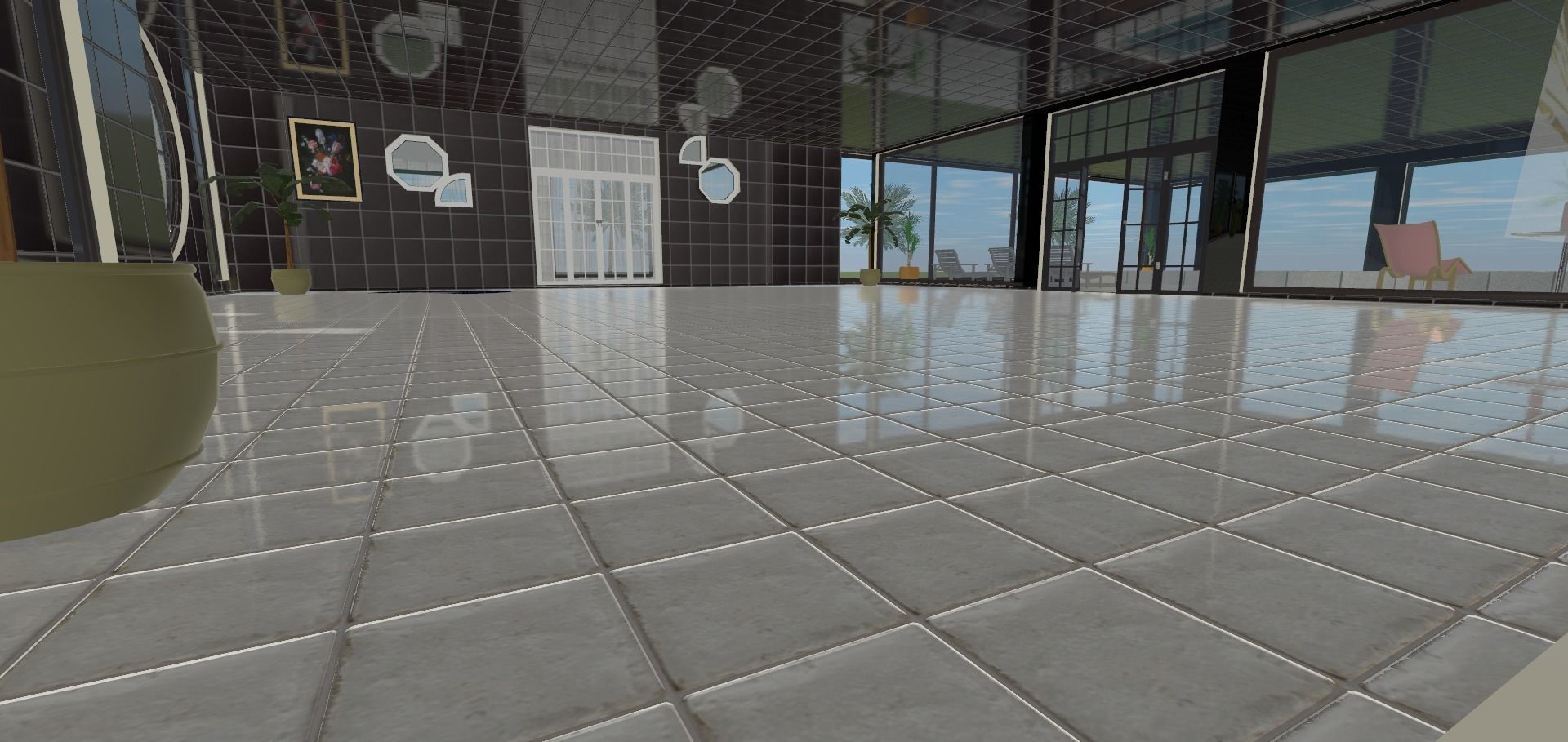 the glass house Low-poly 3D model_19