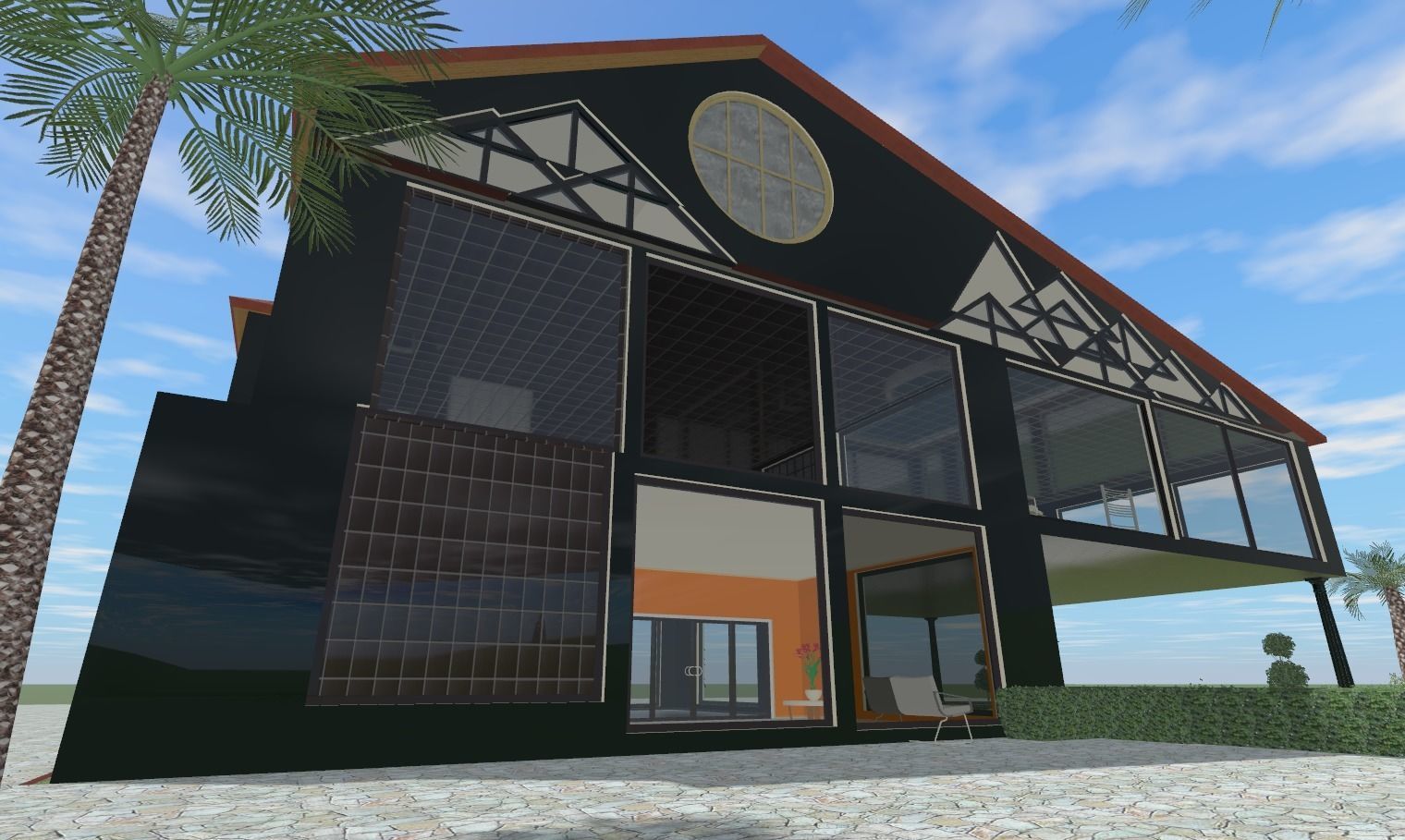 the glass house Low-poly 3D model_1