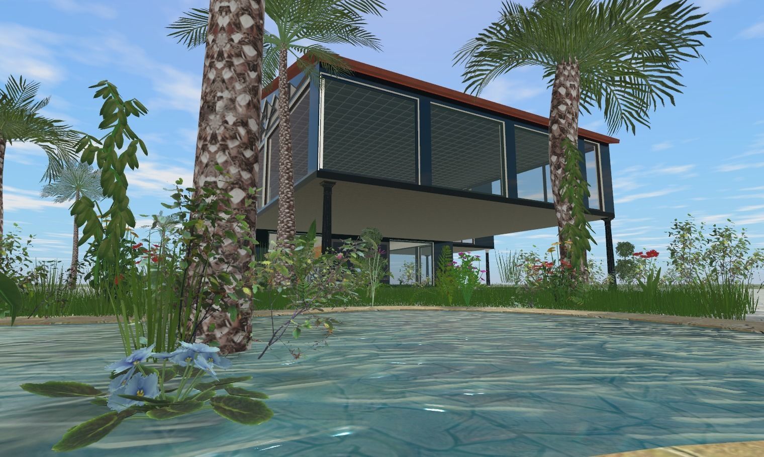 the glass house Low-poly 3D model_33