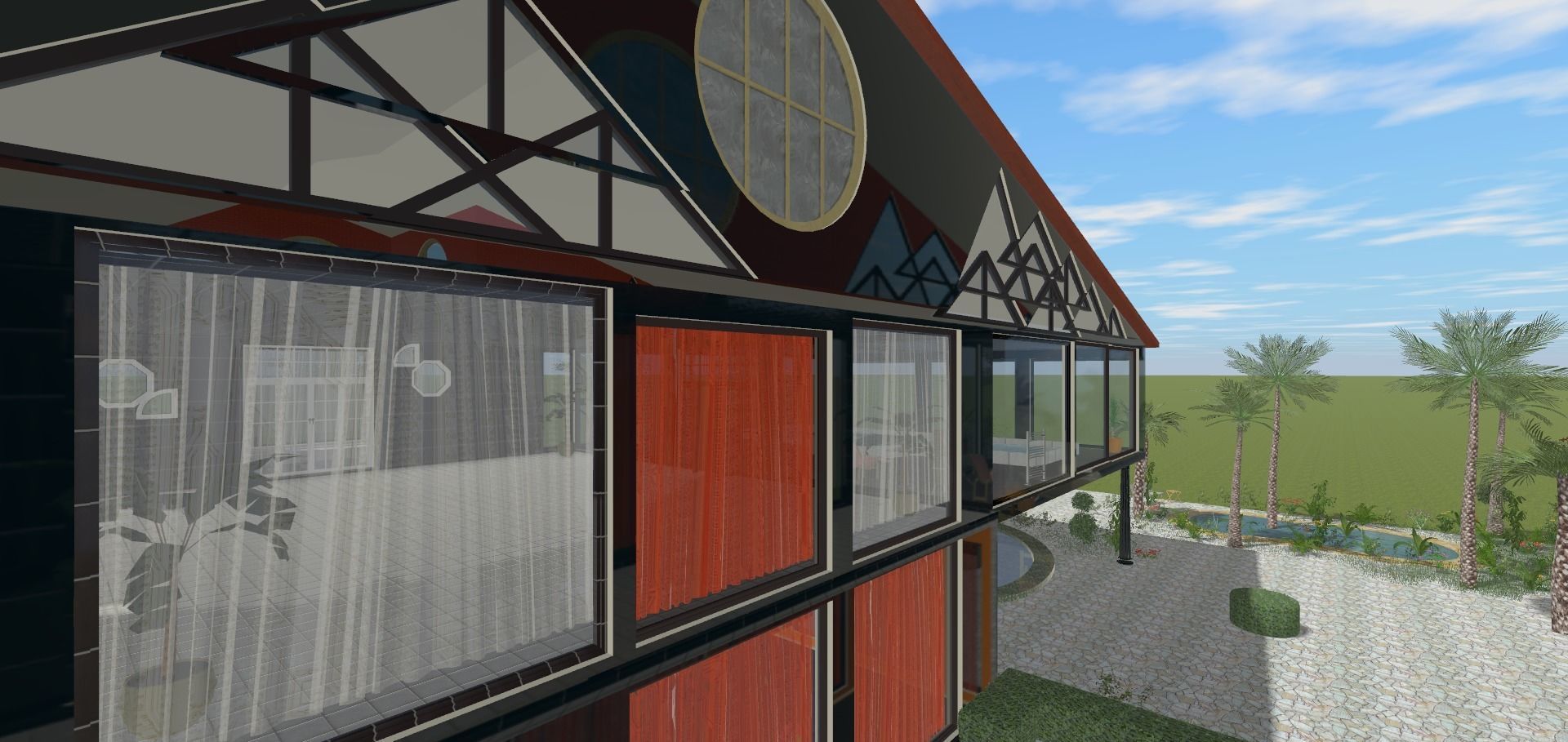 the glass house Low-poly 3D model_3