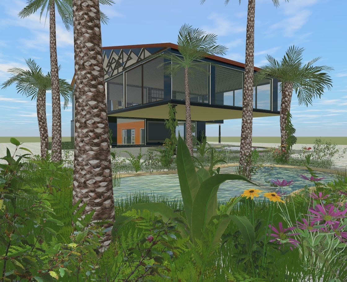 the glass house Low-poly 3D model_4