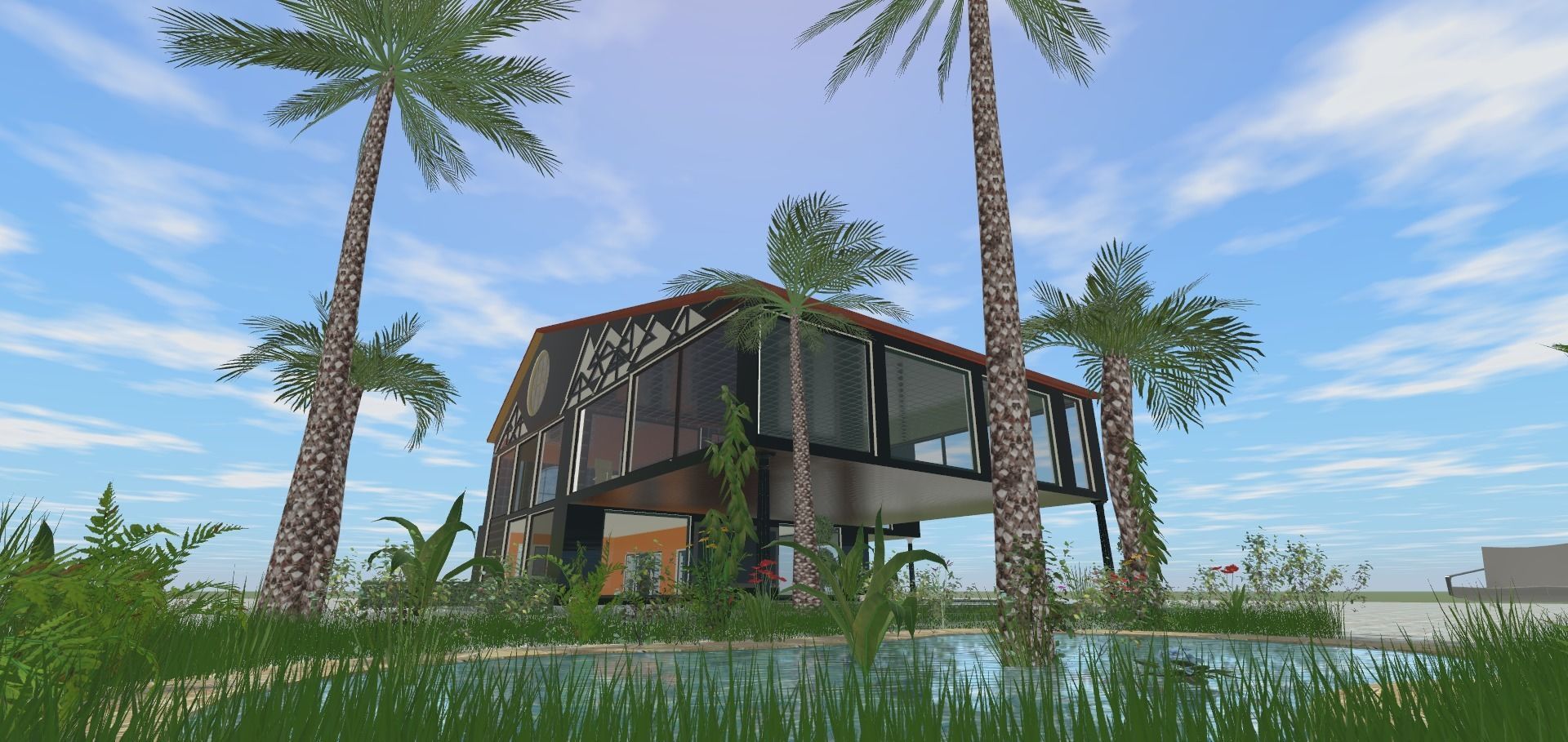 the glass house Low-poly 3D model_30