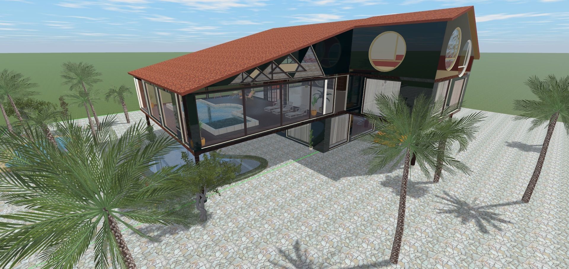 the glass house Low-poly 3D model_34