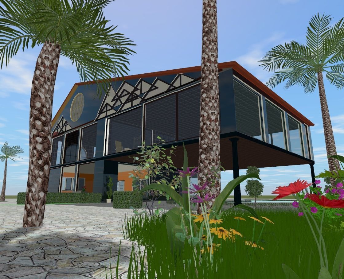 the glass house Low-poly 3D model_6