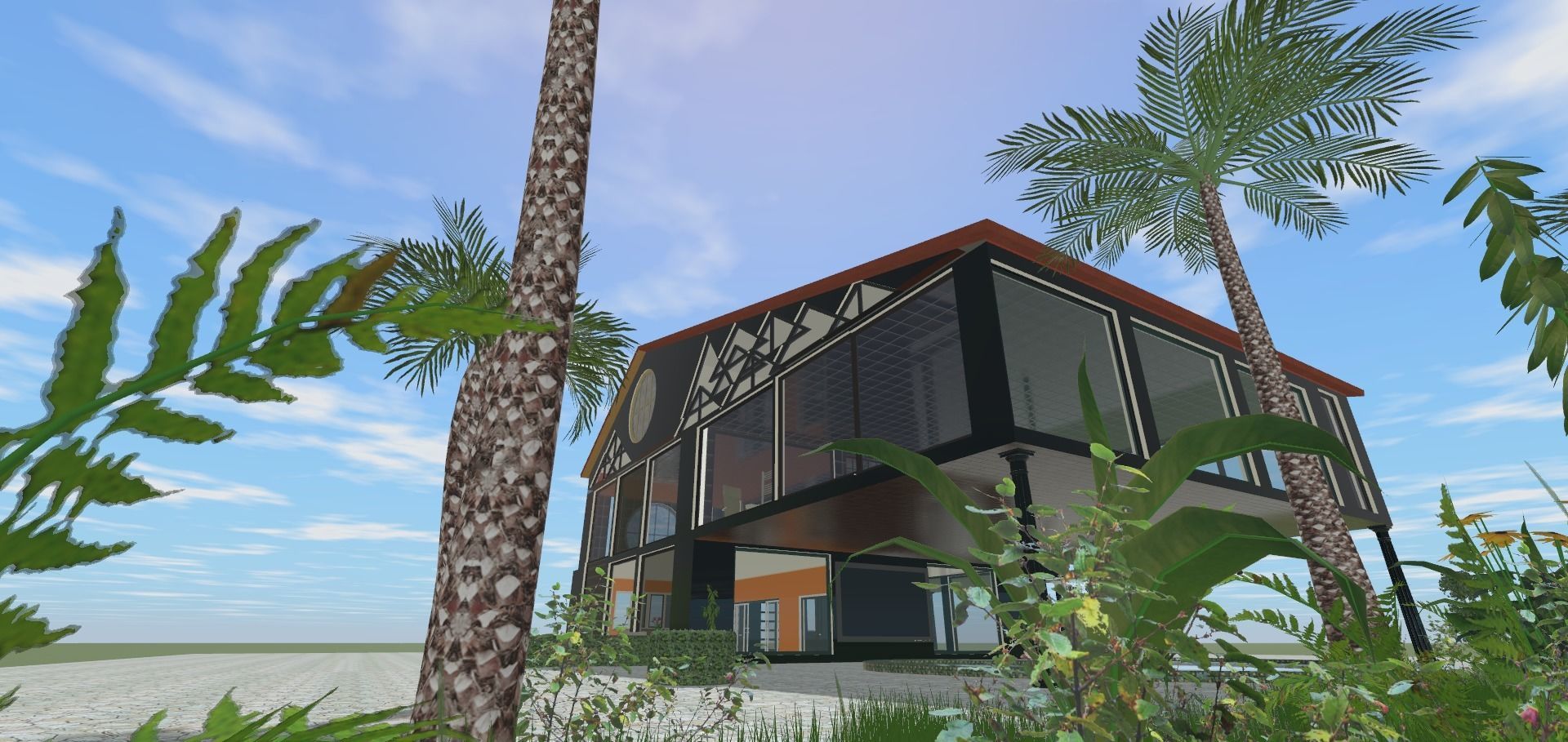 the glass house Low-poly 3D model_11