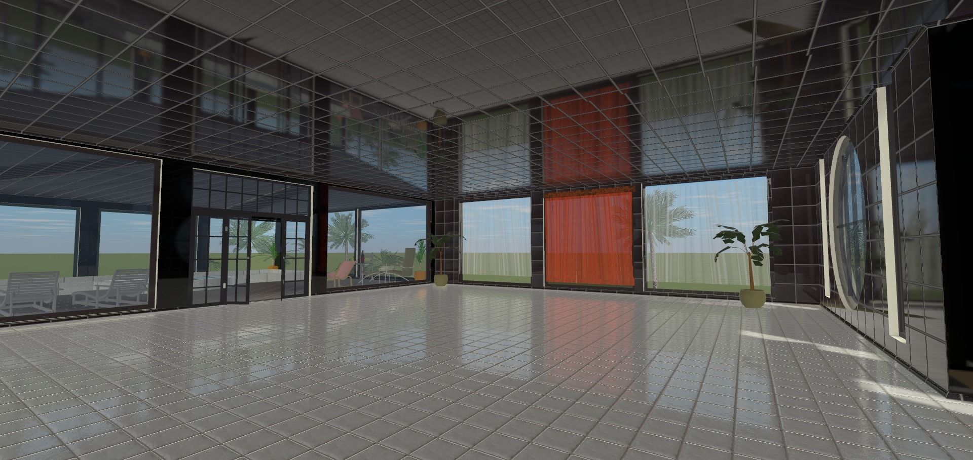 the glass house Low-poly 3D model_20