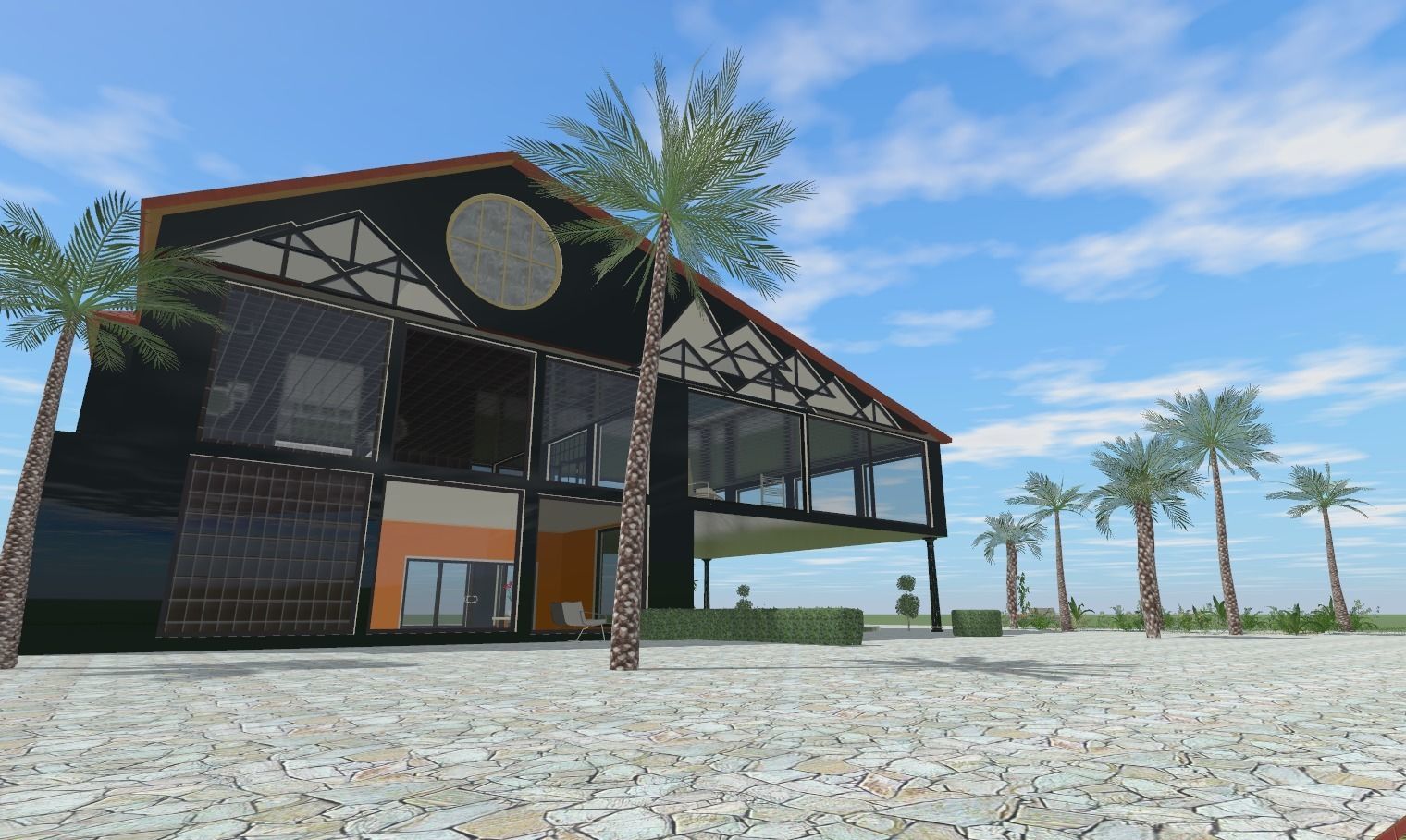 the glass house Low-poly 3D model_2