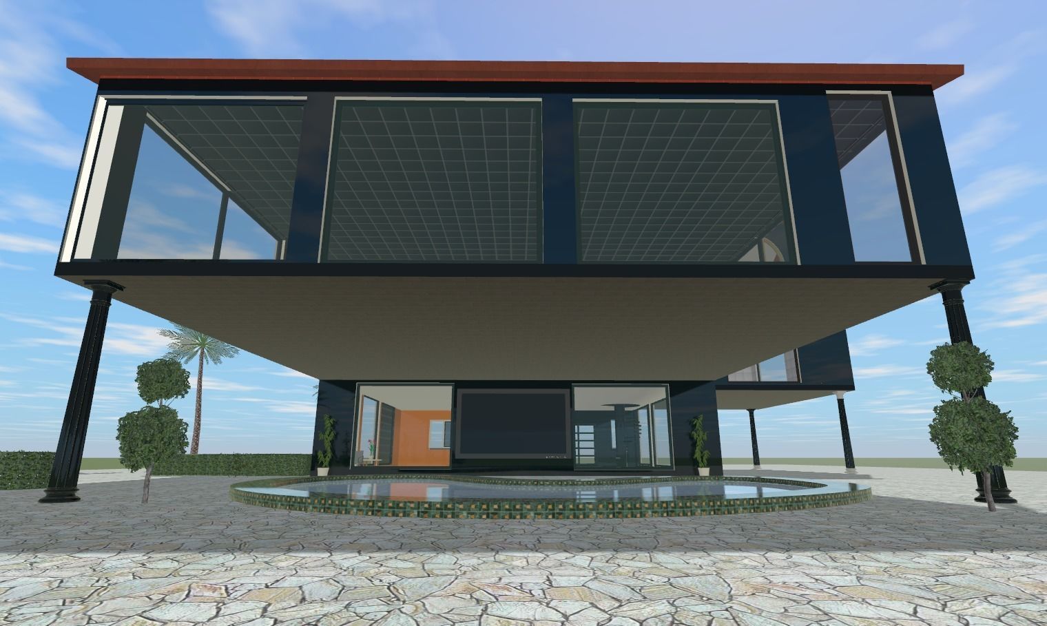 the glass house Low-poly 3D model_32