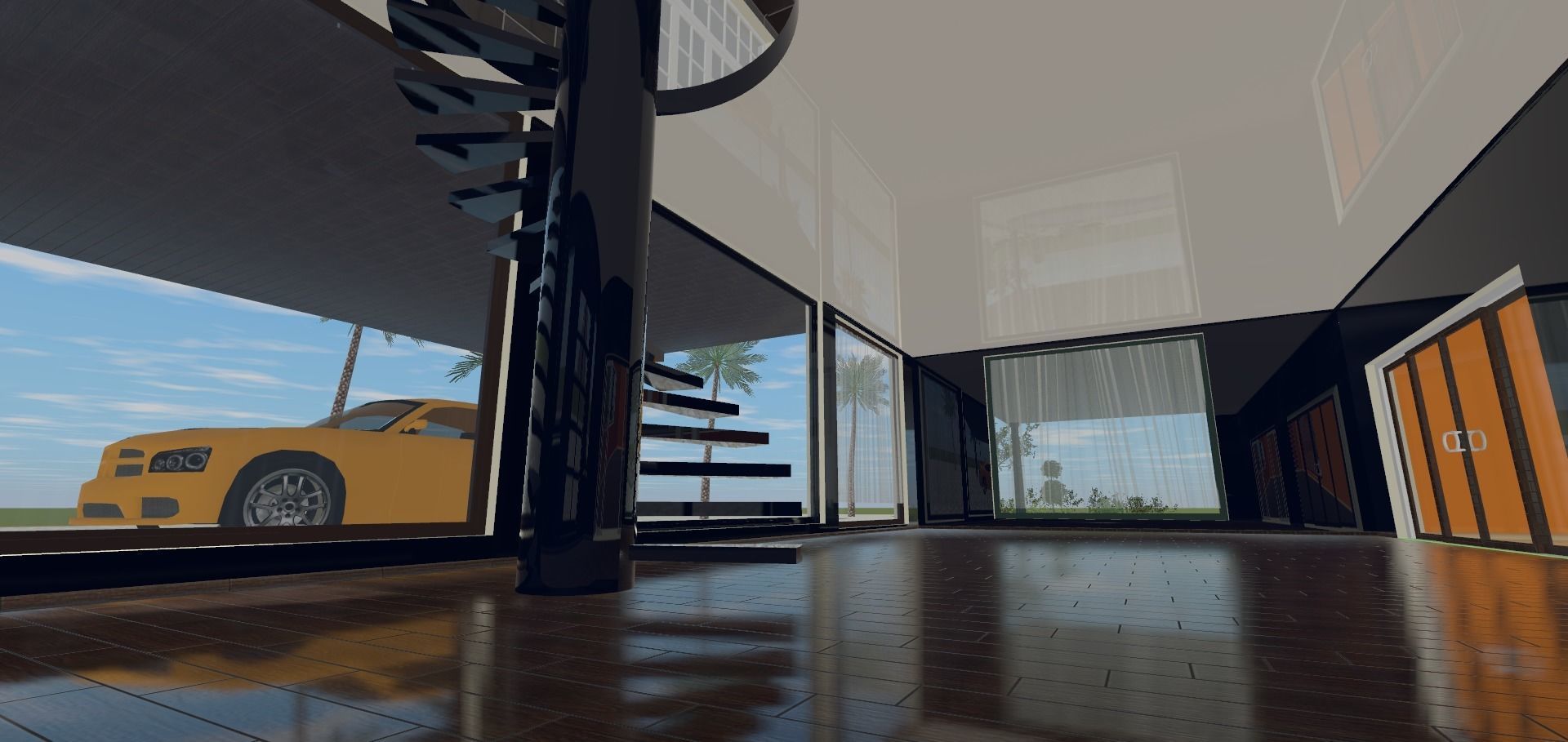 the glass house Low-poly 3D model_12