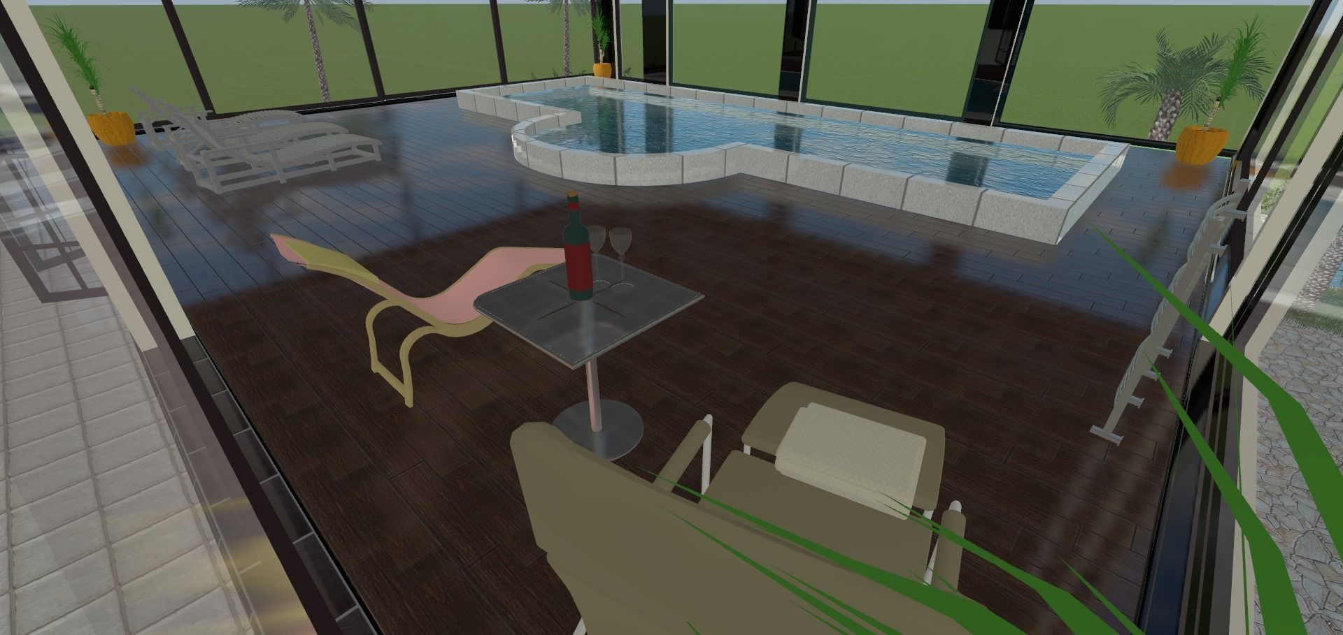 the glass house Low-poly 3D model_29