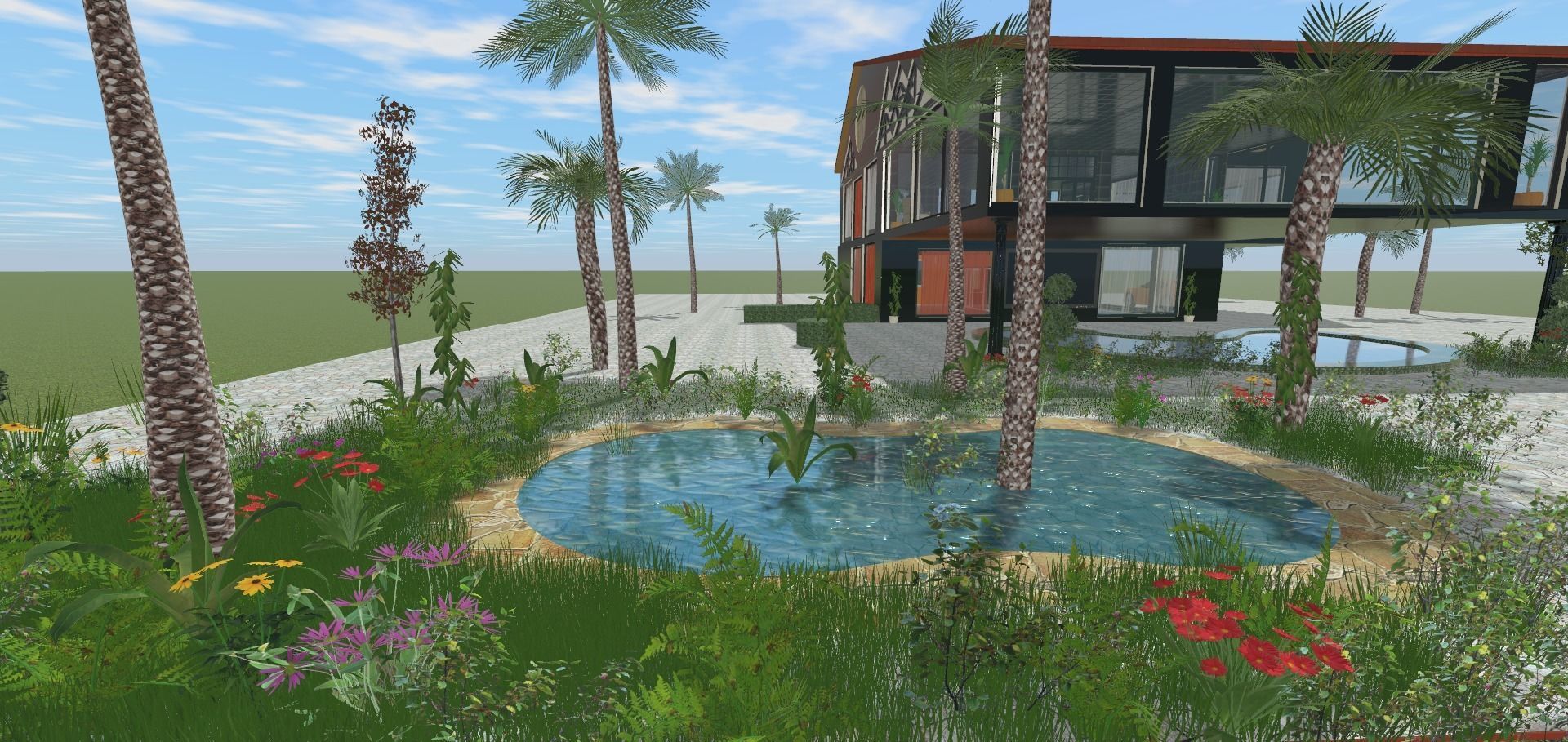 the glass house Low-poly 3D model_37