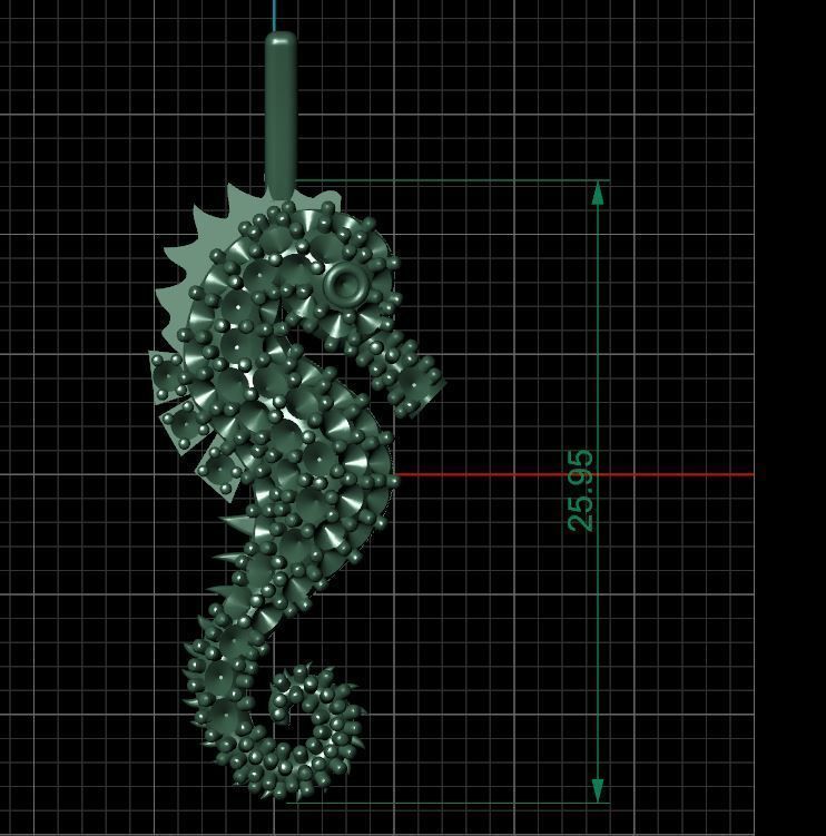 Seahorse pendant 3D print model 3D print model_3