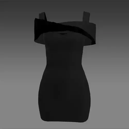 mini dress twist collar black color matte