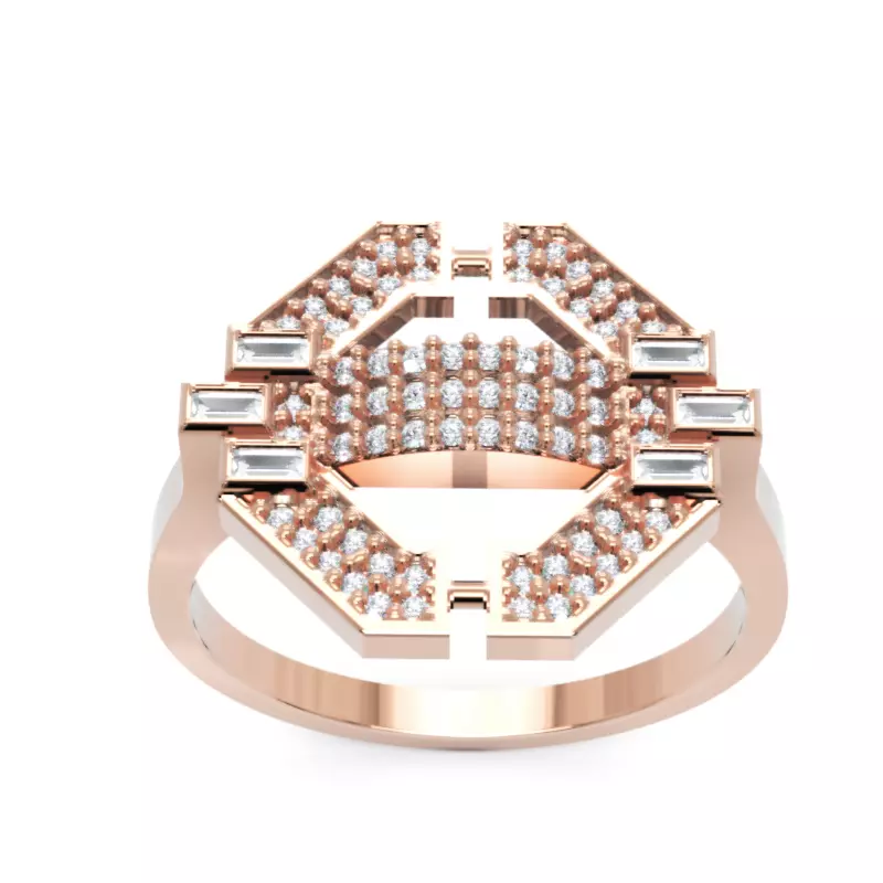 Geometric Diamond Ring with 0-27 Ct in 14K Gold Design 3D print model
