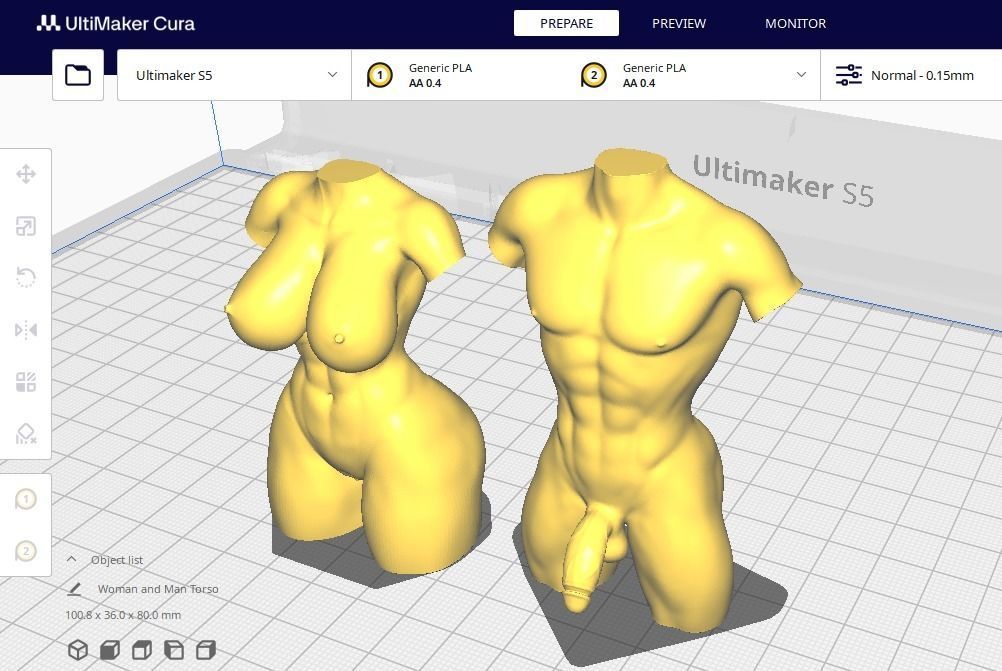 Woman and Man Torso  3D print model_5