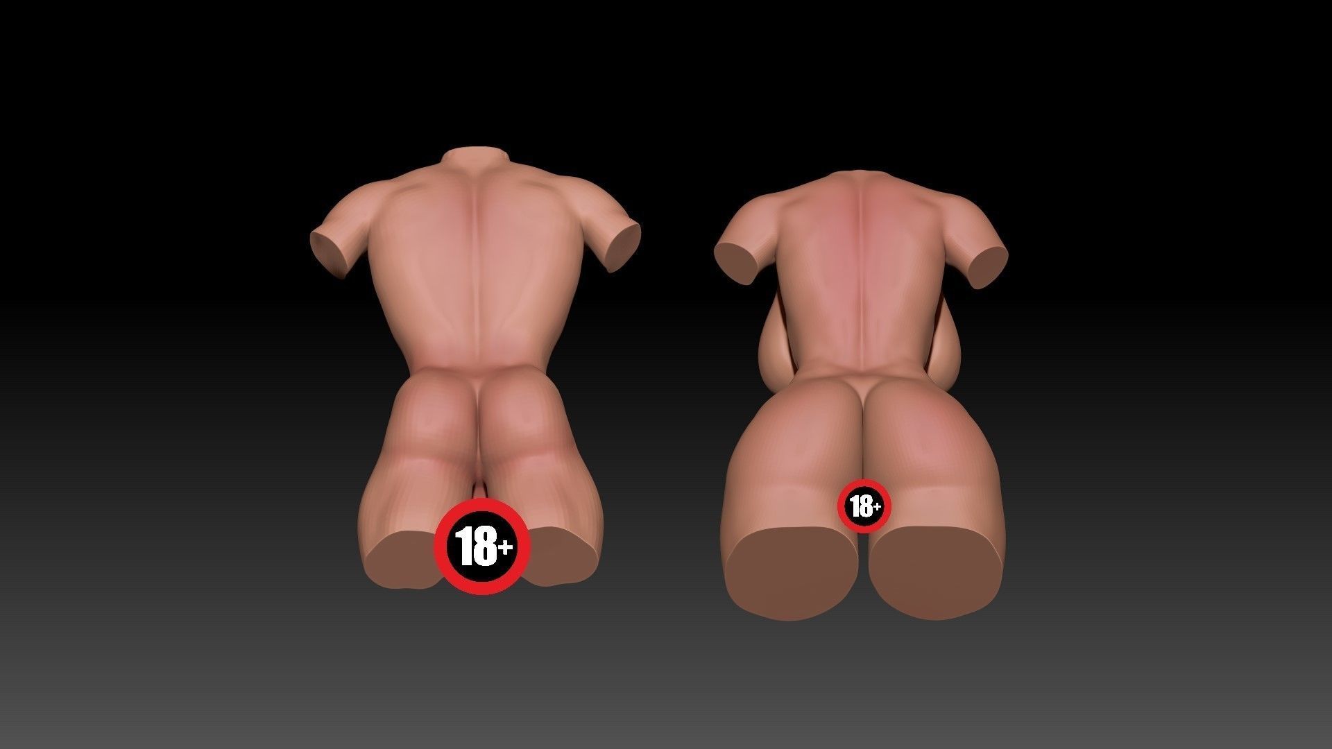 Woman and Man Torso  3D print model_4