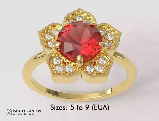 Flower Gemstone Ring