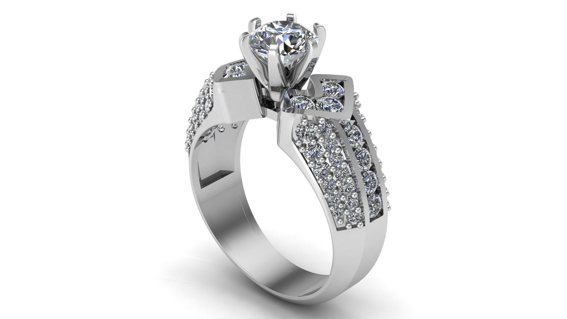 Solitaire Ring A72 3D print model_9