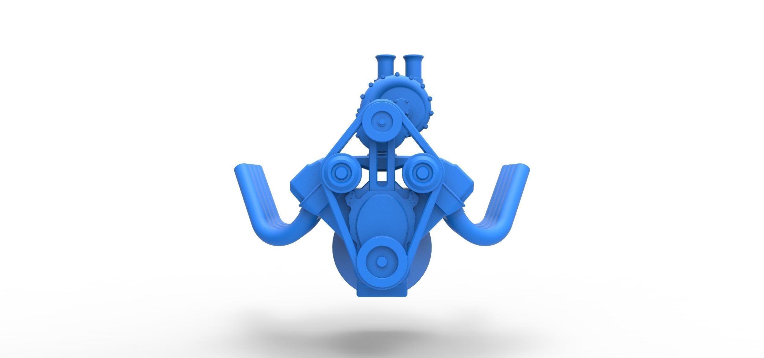 Engine V8 with Centrifugal blower V2 Scale 1 to 25 3D print model_4