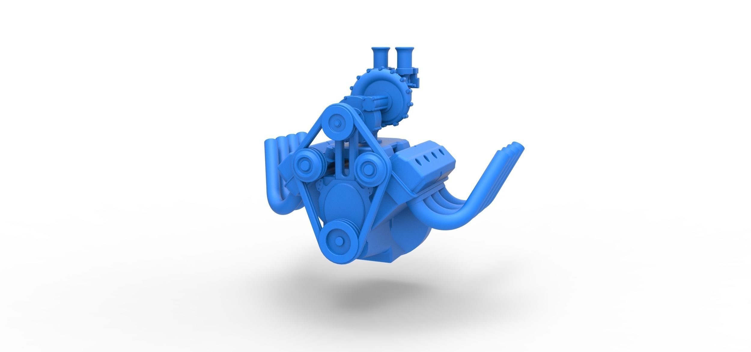 Engine V8 with Centrifugal blower V2 Scale 1 to 25 3D print model_3