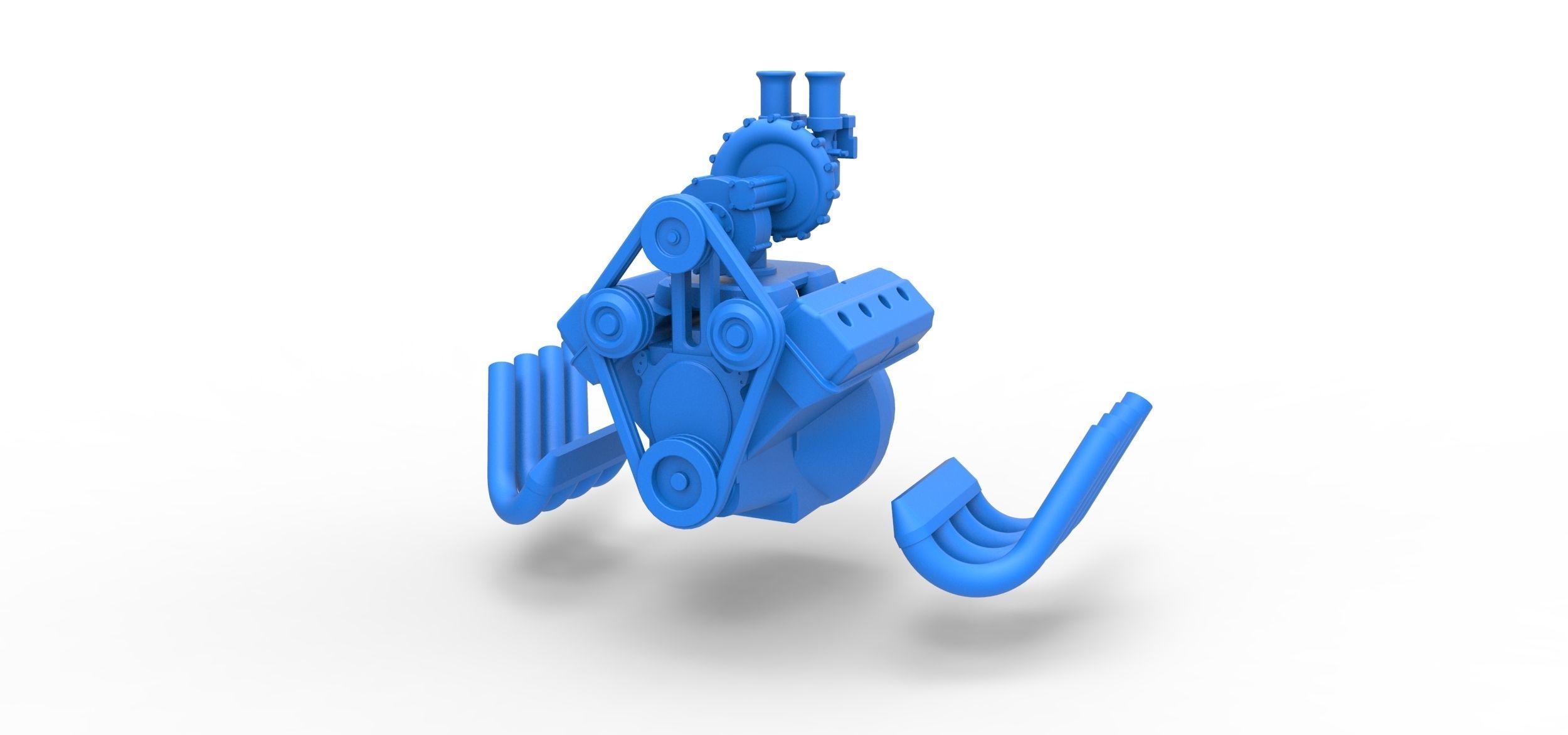 Engine V8 with Centrifugal blower V2 Scale 1 to 25 3D print model_17