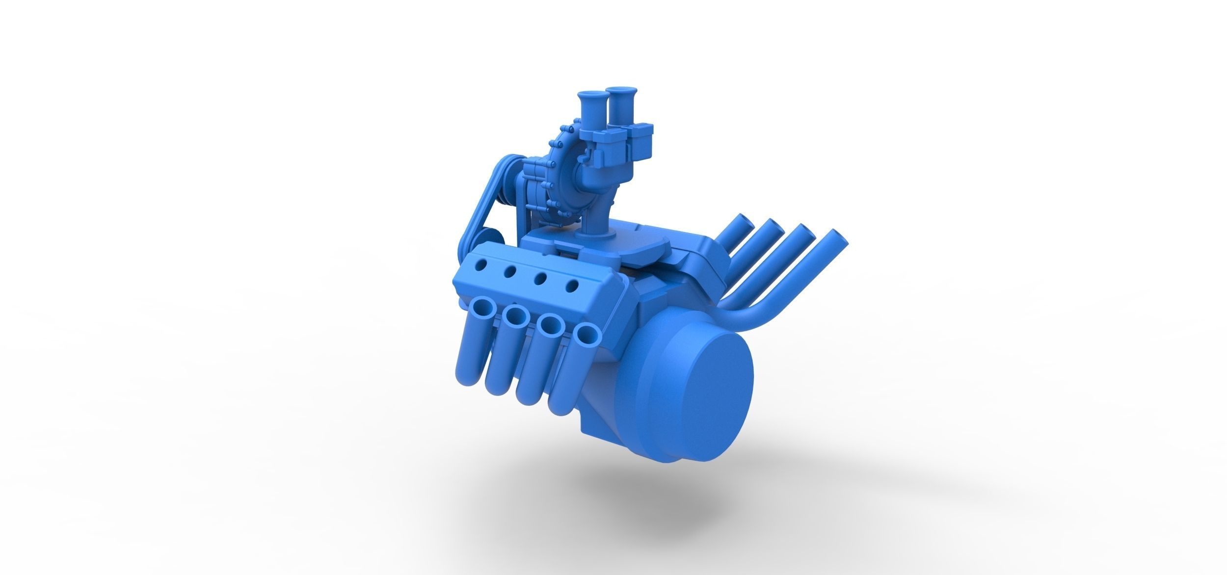 Engine V8 with Centrifugal blower V2 Scale 1 to 25 3D print model_9